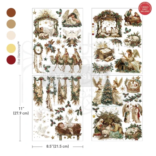Rub-on Decor Transfer Middy 21.5x27.9cm Sacred Night Collection 4 ark 678029 Prima