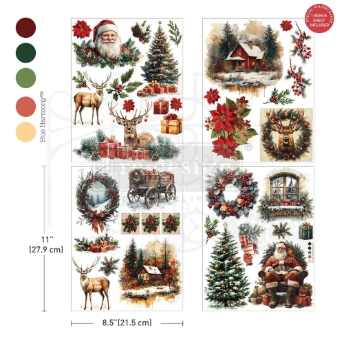 Rub-on Decor Transfer Middy 21.5x27.9cm Yuletide Nostalgia 4 ark 677992 Prima