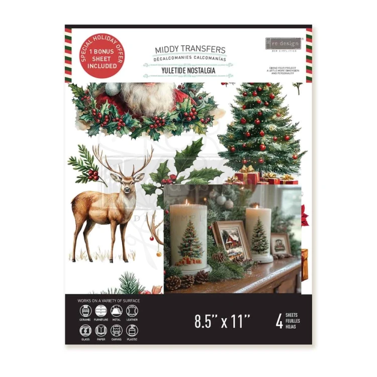 Rub-on Decor Transfer Middy 21.5x27.9cm Yuletide Nostalgia 4 ark 677992 Prima