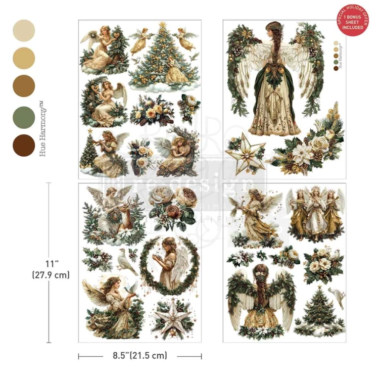 Rub-on Decor Transfer Middy 21.5x27.9cm Heavenly Wings 4 ark 677930 Prima