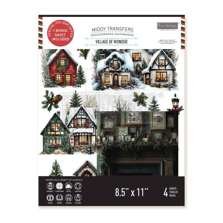 Rub-on Decor Transfer Middy 21.5x27.9cm Village Of Wonder 4 ark 677923 Prima