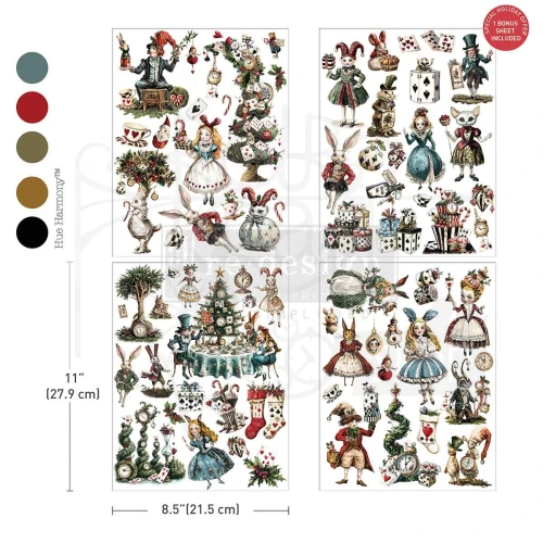 Rub-on Decor Transfer Middy 21.5x27.9cm Whimsical Holiday Dreams 4 ark 676643 Prima