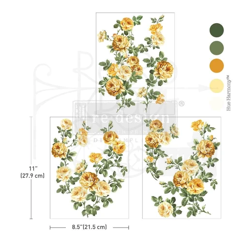 Rub-on Decor Transfer Middy 21.5x27.9cm Bouquet De Provence 3 ark 678791 Prima