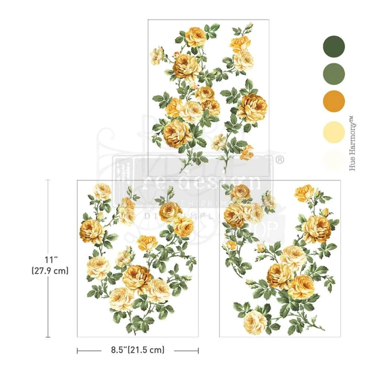 Rub-on Decor Transfer Middy 21.5x27.9cm Bouquet De Provence 3 ark 678791 Prima