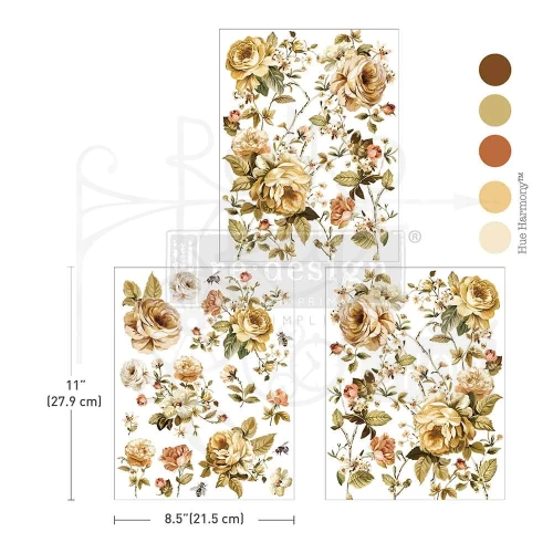 Rub-on Decor Transfer Middy 21.5x27.9cm Belle Epoque Blooms 3 ark 678098 Prima