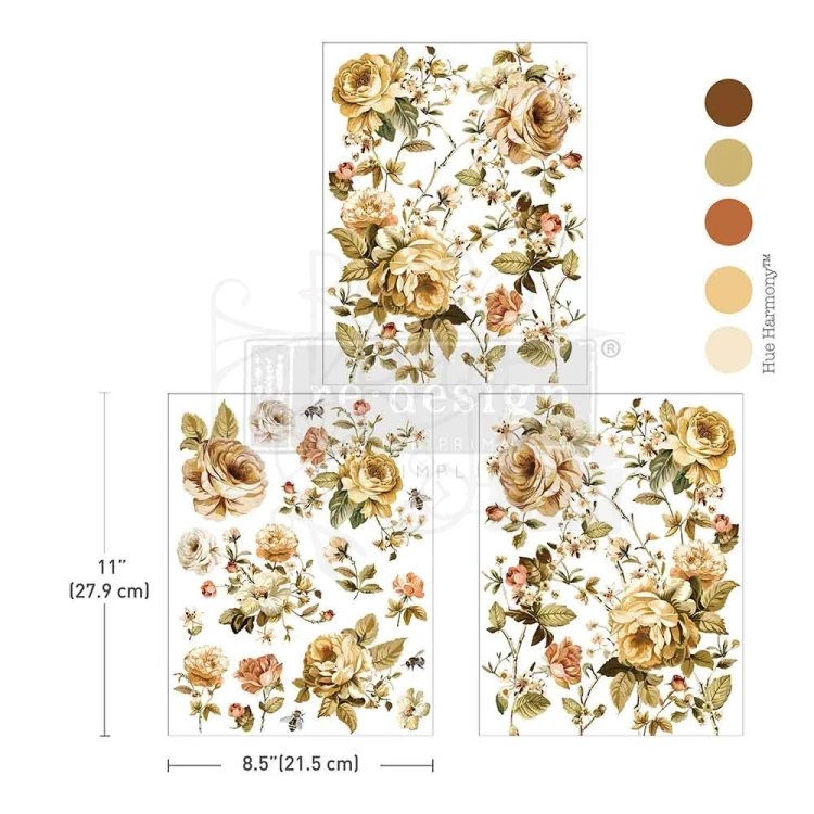 Rub-on Decor Transfer Middy 21.5x27.9cm Belle Epoque Blooms 3 ark 678098 Prima