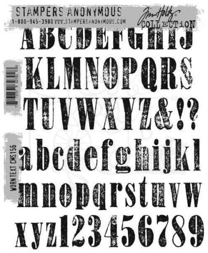 Stempel gumowy kauczukowy Worn Text litery i cyfry CMS156 Tim Holtz Stampers Anonymous