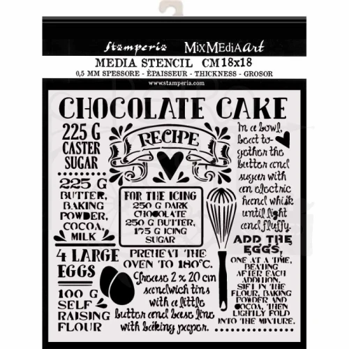 Szablon maska 18x18cm Sweety Napisy Chocolate Cake KSTDQ59 Stamperia