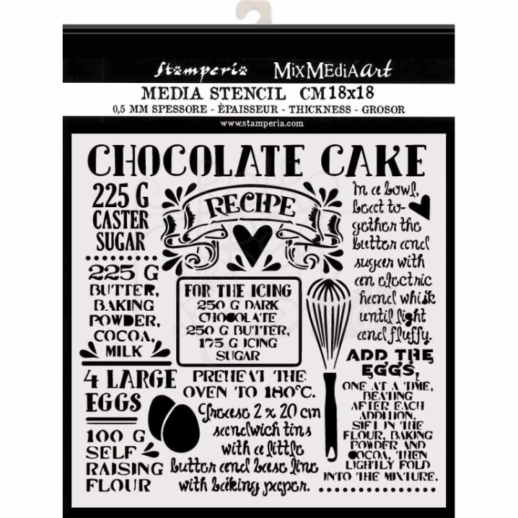 Szablon maska 18x18cm Sweety Napisy Chocolate Cake KSTDQ59 Stamperia