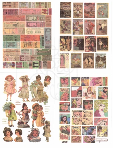 Naklejki papierowe do scrapbookingu i art journalingu - Retro 50 arkuszy