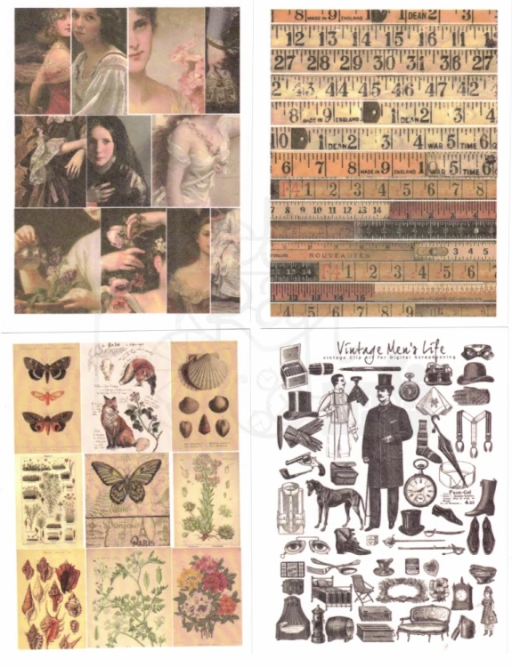 Naklejki papierowe do scrapbookingu i art journalingu - Retro 50 arkuszy