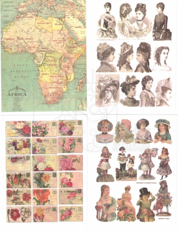 Naklejki papierowe do scrapbookingu i art journalingu - Retro 50 arkuszy