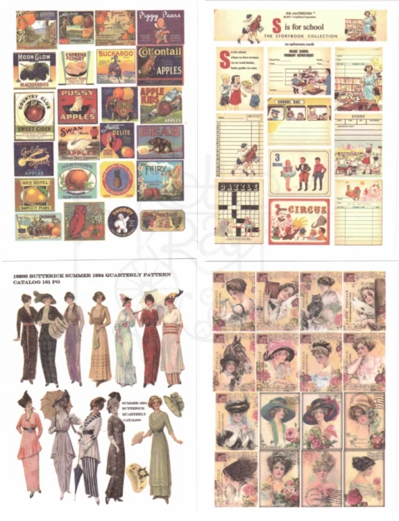 Naklejki papierowe do scrapbookingu i art journalingu - Retro 50 arkuszy