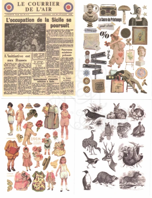 Naklejki papierowe do scrapbookingu i art journalingu - Retro 50 arkuszy