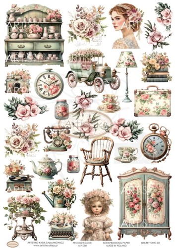 Papier do scrapbookingu A4 dodatki do wycinania Shabby Chic 02 A-P-080 Artistiko