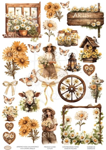 Papier do scrapbookingu A4 dodatki do wycinania Ogród 03 A-P-079 Artistiko