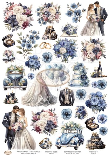Papier do scrapbookingu A4 dodatki do wycinania Ślub 04 A-P-077 Artistiko