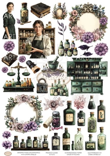 Papier do scrapbookingu A4 dodatki do wycinania Stara Apteka 01 A-P-073 Artistiko