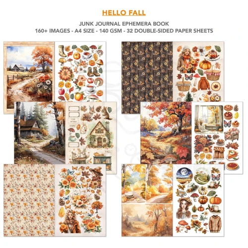 Zestaw A4 Junk Journal &amp; Ephemera Book Hello Fall CBB013 Ciao Bella