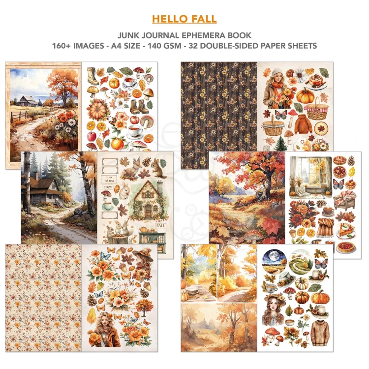 Zestaw A4 Junk Journal &amp; Ephemera Book Hello Fall CBB013 Ciao Bella