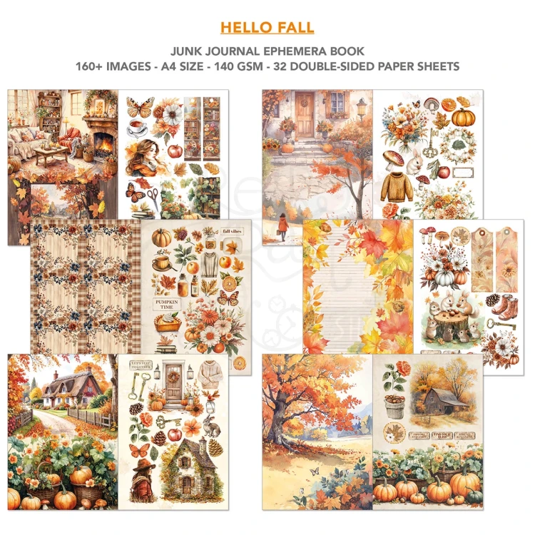 Zestaw A4 Junk Journal &amp; Ephemera Book Hello Fall CBB013 Ciao Bella