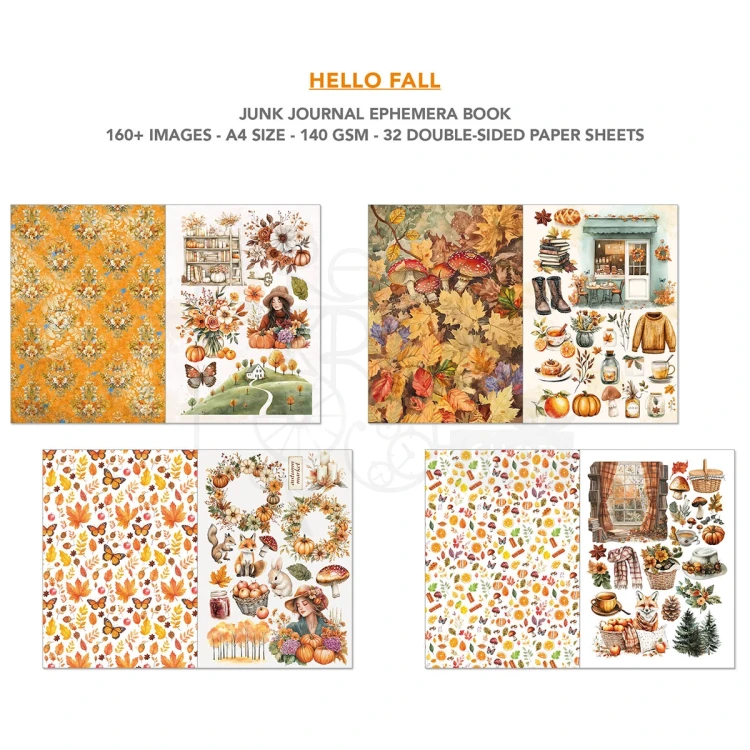 Zestaw A4 Junk Journal &amp; Ephemera Book Hello Fall CBB013 Ciao Bella