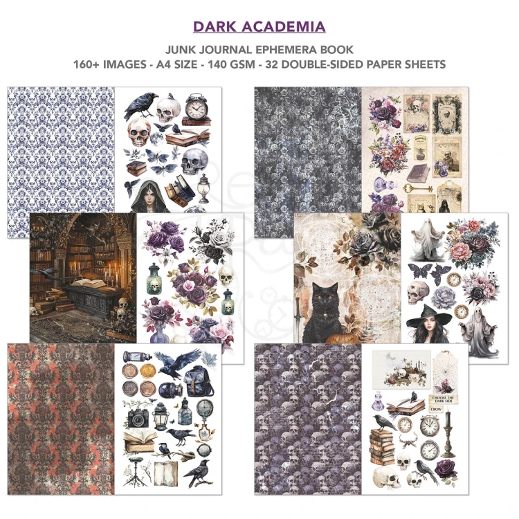 Zestaw A4 Junk Journal &amp; Ephemera Book Dark Academia CBB014 Ciao Bella