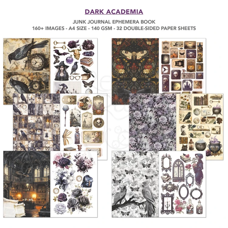 Zestaw A4 Junk Journal &amp; Ephemera Book Dark Academia CBB014 Ciao Bella