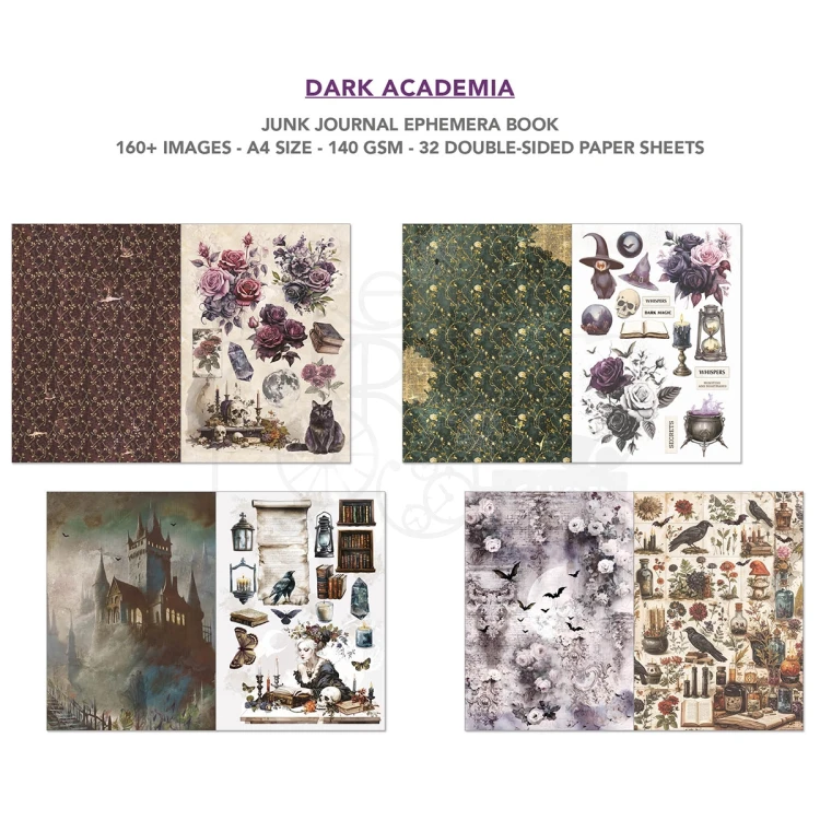 Zestaw A4 Junk Journal &amp; Ephemera Book Dark Academia CBB014 Ciao Bella