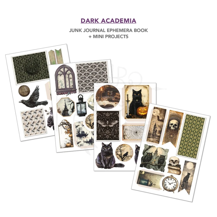 Zestaw A4 Junk Journal &amp; Ephemera Book Dark Academia CBB014 Ciao Bella