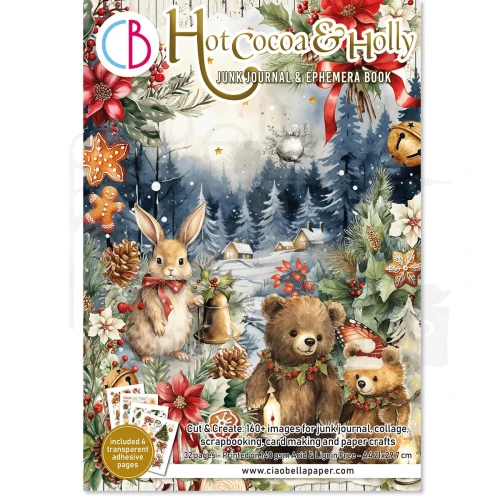 Zestaw A4 Junk Journal &amp; Ephemera Book Hot Cocoa &amp; Holly CBB015 Ciao Bella