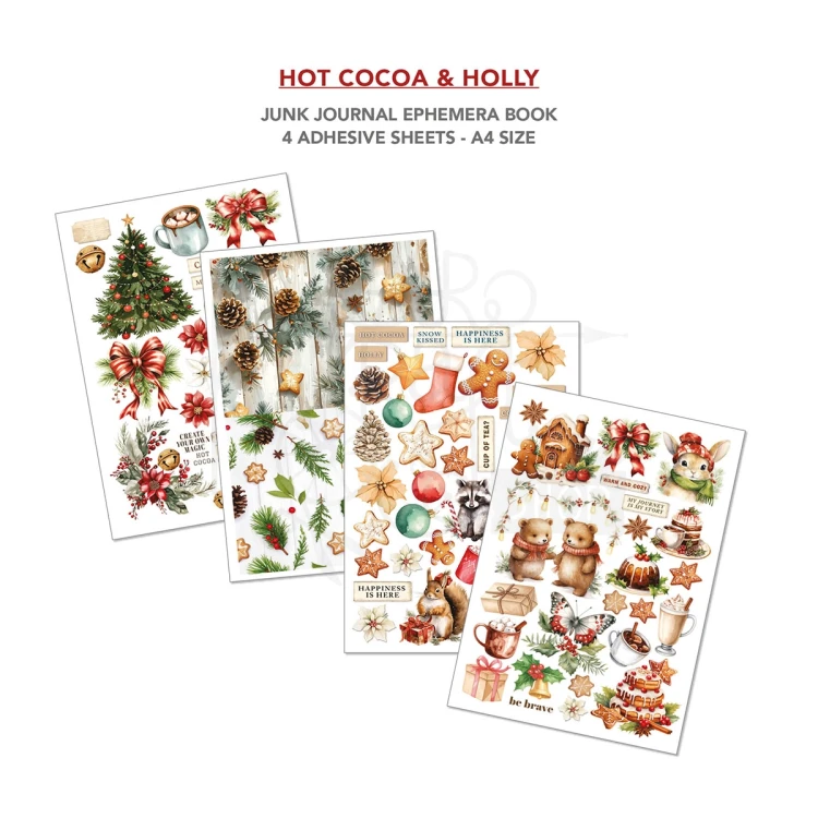 Zestaw A4 Junk Journal &amp; Ephemera Book Hot Cocoa &amp; Holly CBB015 Ciao Bella