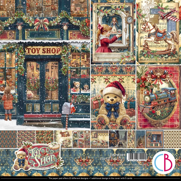 Zestaw papierów do scrapbookingu 30x30 Toy Shop CBPM089 12 arkuszy Ciao Bella