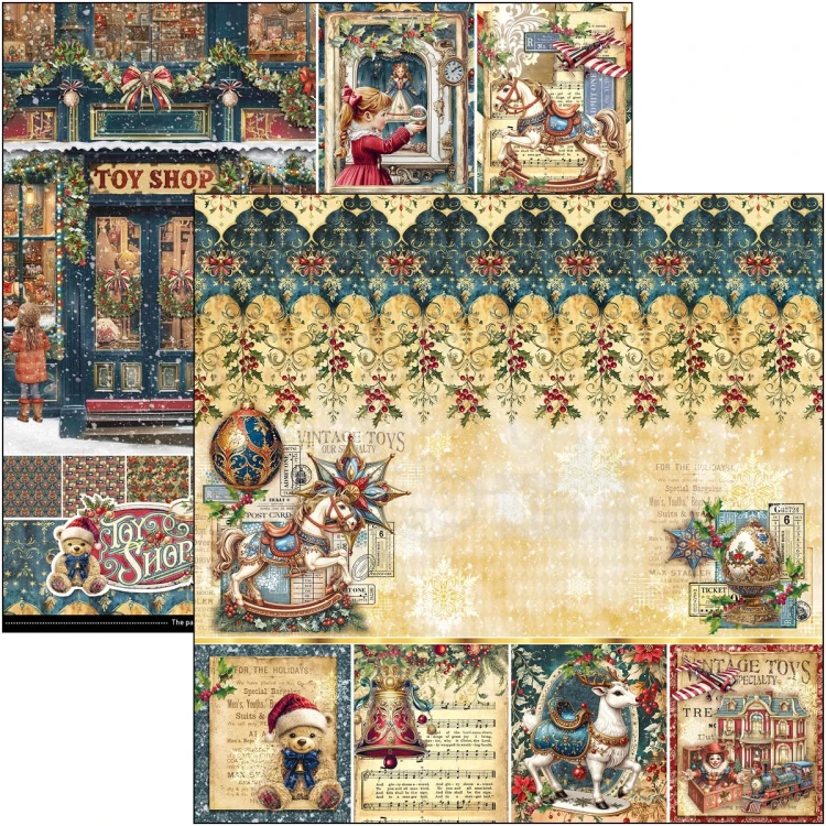 Zestaw papierów do scrapbookingu 30x30 Toy Shop CBPM089 12 arkuszy Ciao Bella