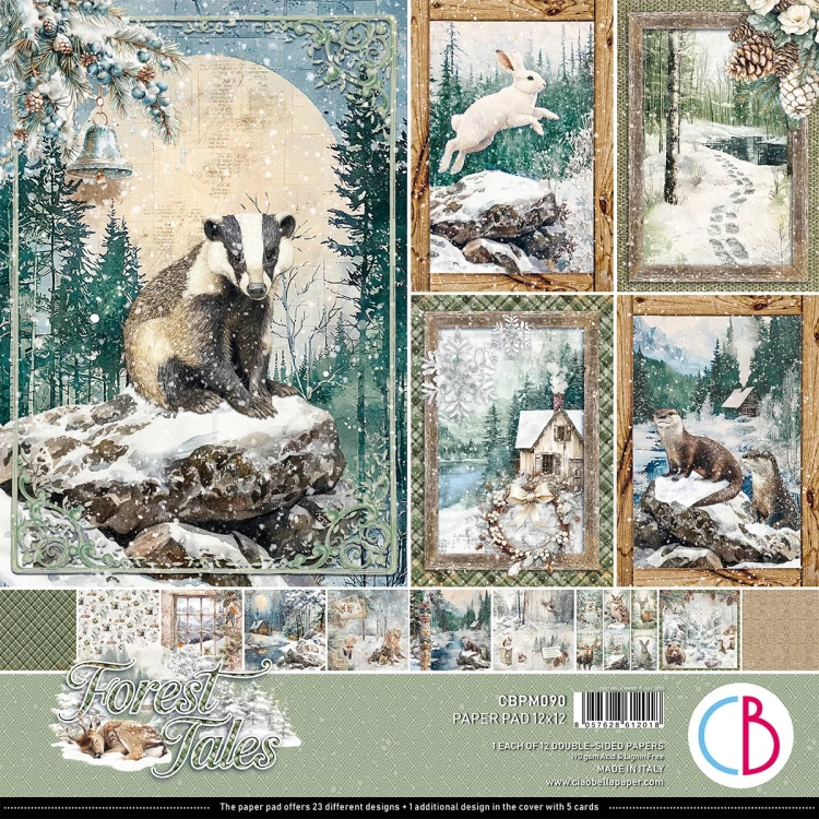 Zestaw papierów do scrapbookingu 30x30 Forest Tales CBPM090 12 arkuszy Ciao Bella