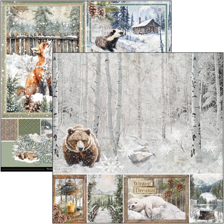 Zestaw papierów do scrapbookingu 20x20 Forest Tales CBH090 12 arkuszy Ciao Bella