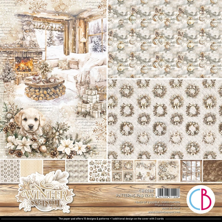 Zestaw papierów do scrapbookingu 30x30 Winter Season CBT088 8 arkuszy Ciao Bella