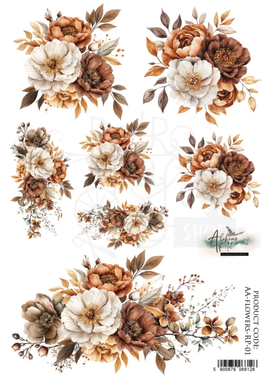 Papier ryżowy do decoupage A4 Kwiaty AA-FLOWERS-RP-01 Alchemy of Art