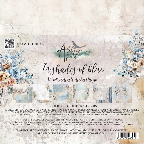 Zestaw papierów do scrapbookingu 20x20 In Shades of Blue AA-ISB-08 Alchemy of Art