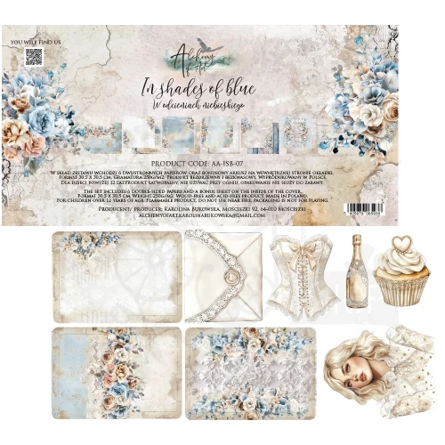Zestaw papierów do scrapbookingu 30x30 In Shades of Blue AA-ISB-07 Alchemy of Art