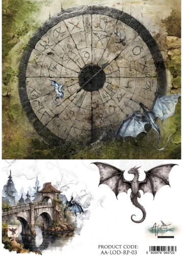 Papier ryżowy do decoupage A4 The Legends of the Dragons AA-LOD-RP-03 Alchemy of Art