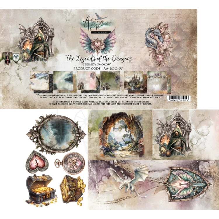 Zestaw papierów do scrapbookingu 30x30 The Legends of the Dragons AA-LOD-07 Alchemy of Art