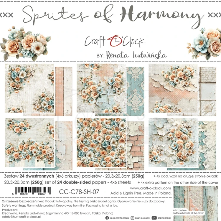 Zestaw papierów do scrapbookingu 20x20 Sprites of Harmony CC-C78-SH-07 Craft O'Clock