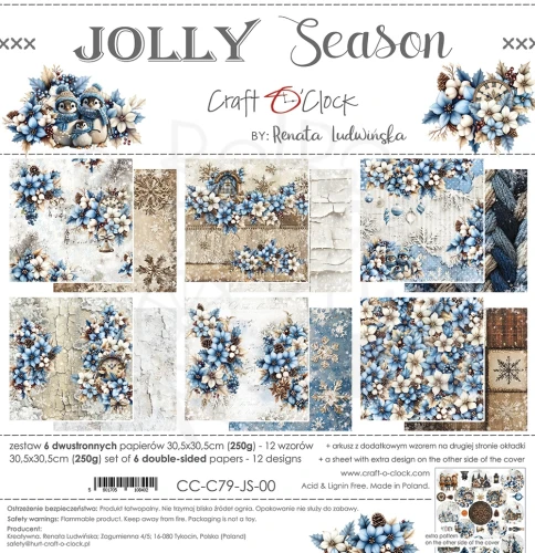 Zestaw papierów do scrapbookingu 30x30 Jolly Season CC-C79-JS-00 Craft O'Clock