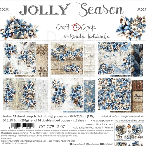 Zestaw papierów do scrapbookingu 20x20 Jolly Season CC-C79-JS-07 Craft O'Clock