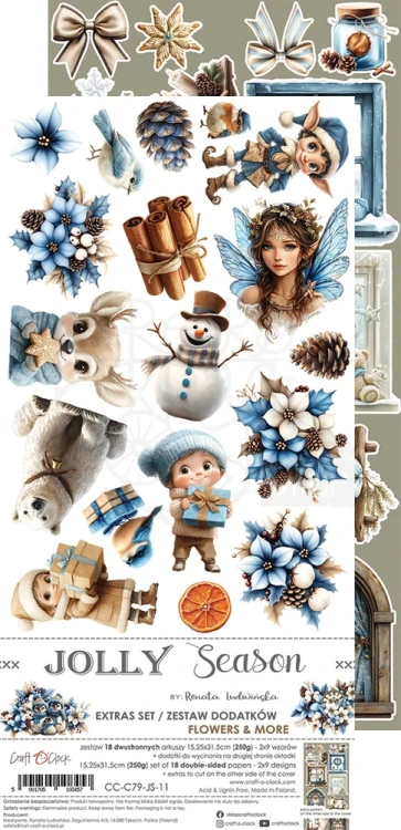 Zestaw dodatków 15x30 Jolly Season Flowers &amp; More CC-C79-JS-11 Craft O'Clock