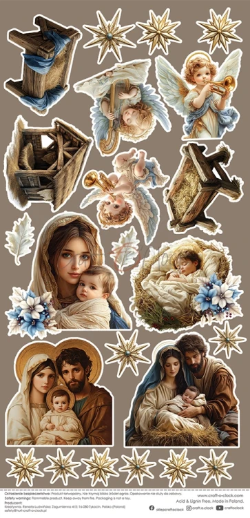 Papiery 15x30 - 2 arkusze z dodatkami do wycięcia Jolly Season Holly Night CC-C79-JS-14 Craft O'Clock