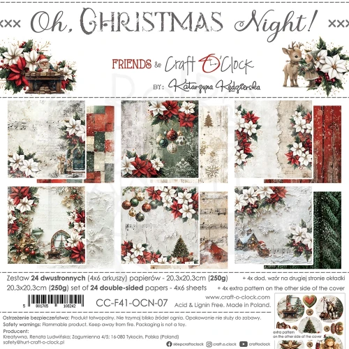 Zestaw papierów do scrapbookingu 20x20 Oh, Christmas Night CC-F41-OCN-07 Craft O'Clock