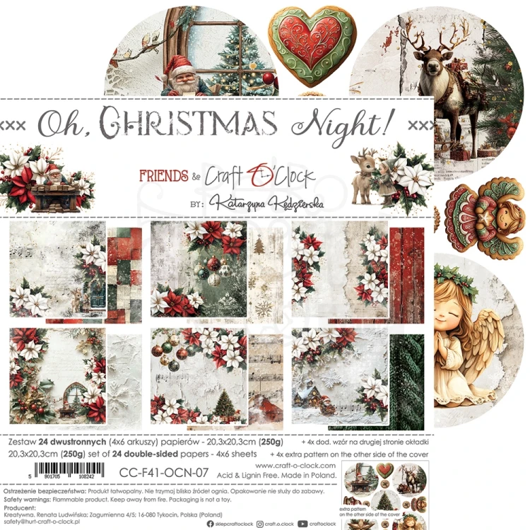 Zestaw papierów do scrapbookingu 20x20 Oh, Christmas Night CC-F41-OCN-07 Craft O'Clock