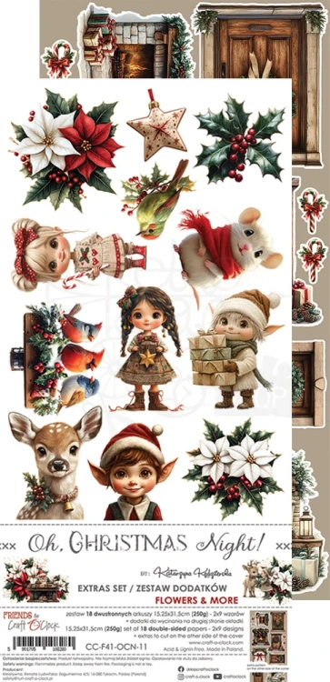 Zestaw dodatków 15x30 Oh, Christmas Night Flowers &amp; More CC-F41-OCN-11 Craft O'Clock